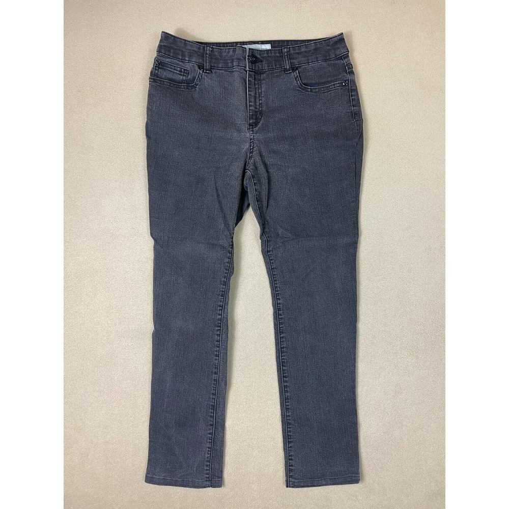 Chicos Jeans Adult 1 Short Gray Platinum Denim Stretch Comfort‎ Womens